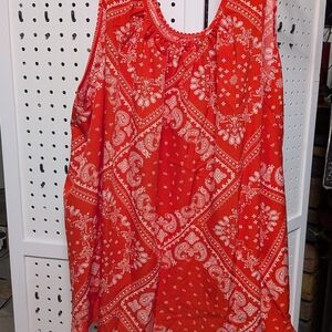 Red Bandana Print Sleeveless Top